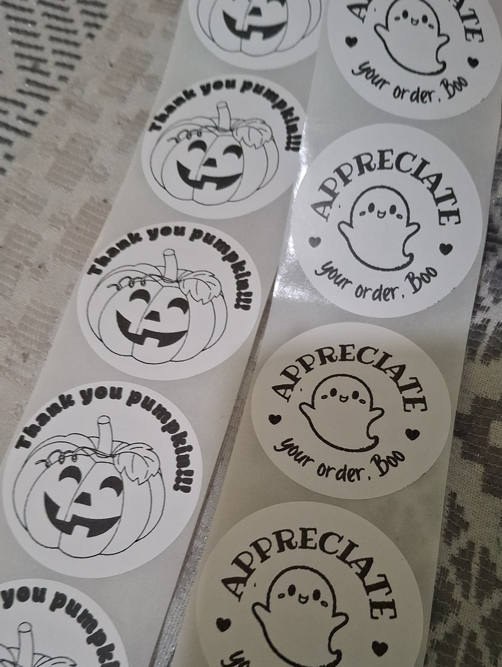 Halloween 'Appreciate Your Order, Boo' Sticker Pack - White (100)